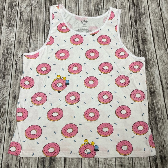 Adult Large The Simpsons Homer & Donuts Print Tank Top Good Condition Some light - Picture 1 of 6